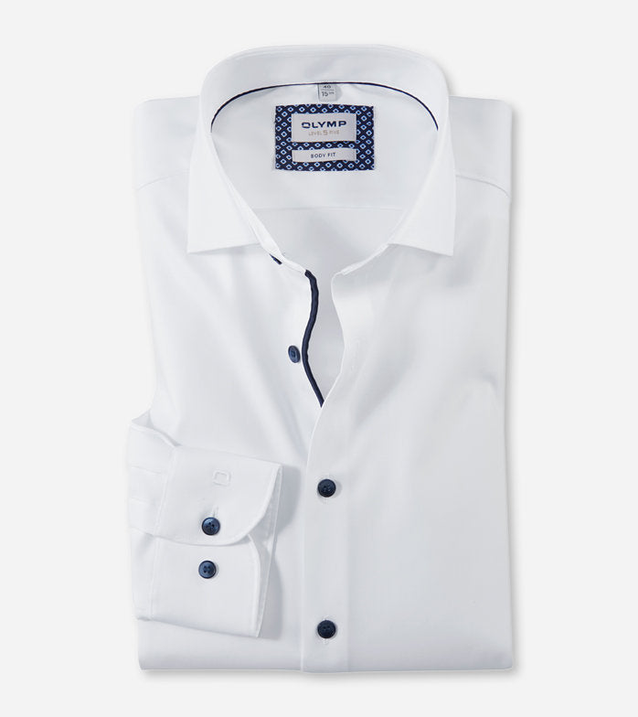 Olymp White Twill+Detail Body Fit