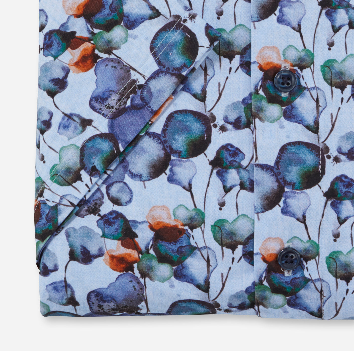 Olymp Blue Floral Flex Half Sleeve Modern Fit Shirt