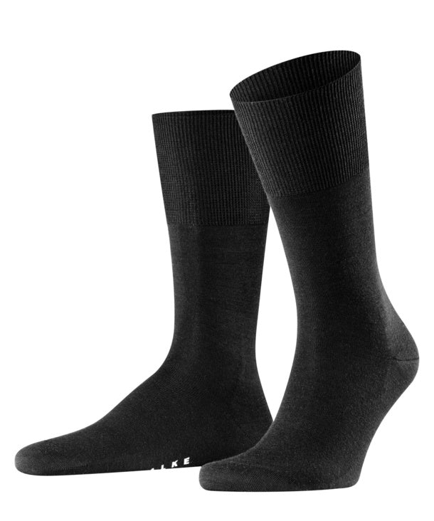Falke Airport Black Wool Cotton Blend Sock