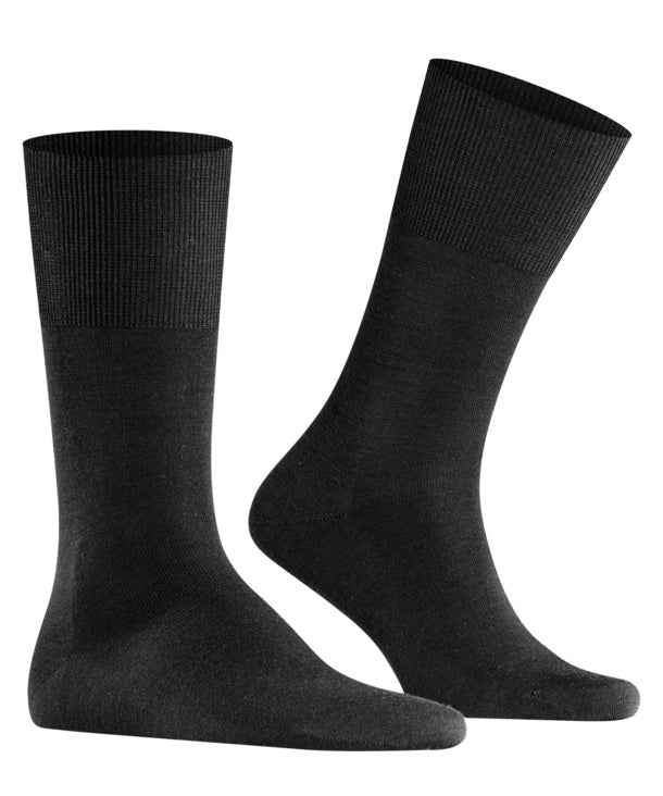 Falke Airport Black Wool Cotton Blend Sock