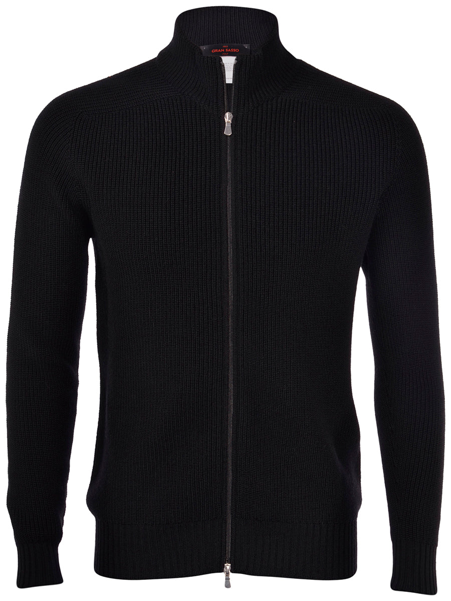 Gran Sasso Black Rain Wool Full Zipper