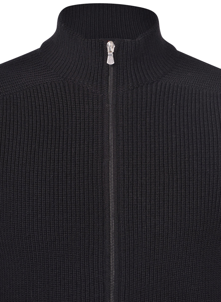 Gran Sasso Black Rain Wool Full Zipper
