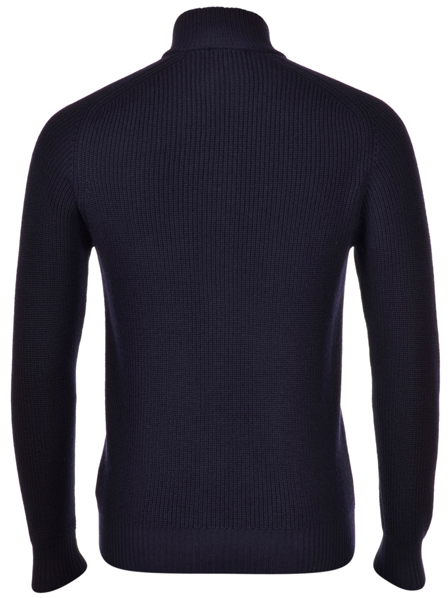 Gran Sasso Navy Rain Wool Full Zipper