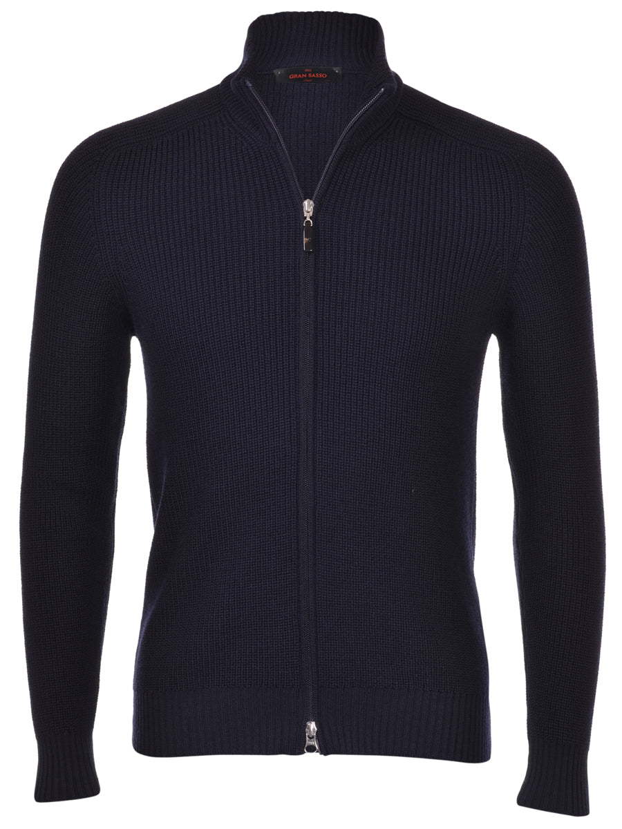 Gran Sasso Navy Rain Wool Full Zipper