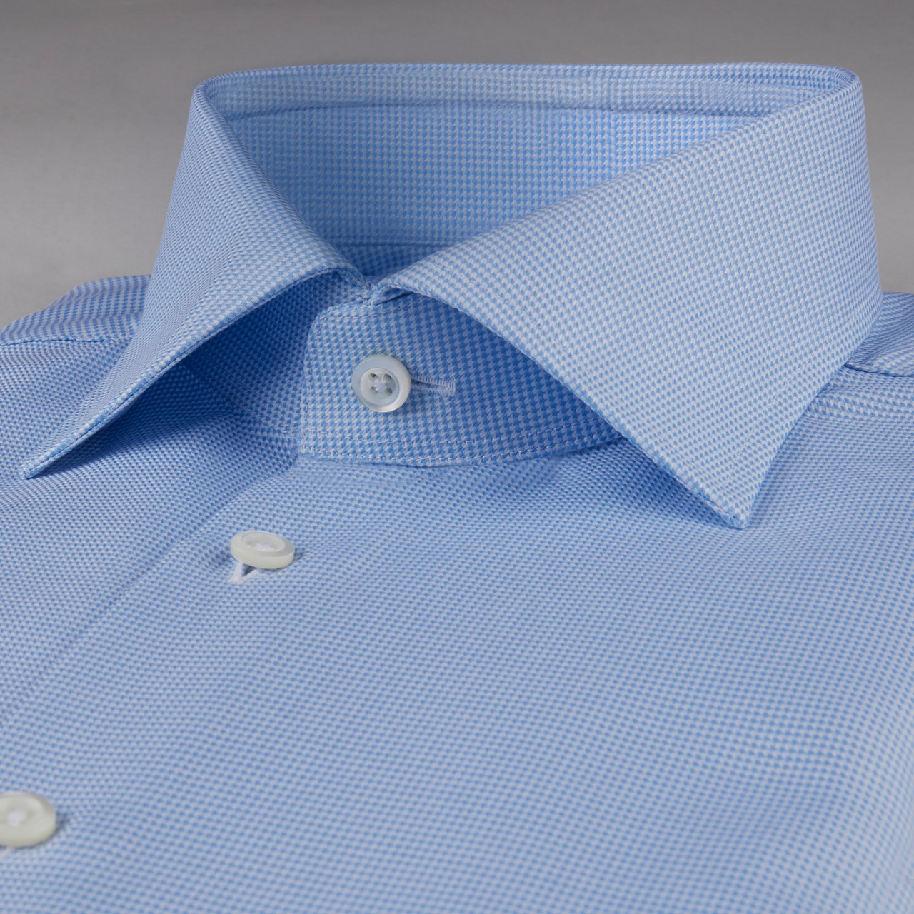 Stenströms Blue Houndstooth Twill Fitted Body Shirt