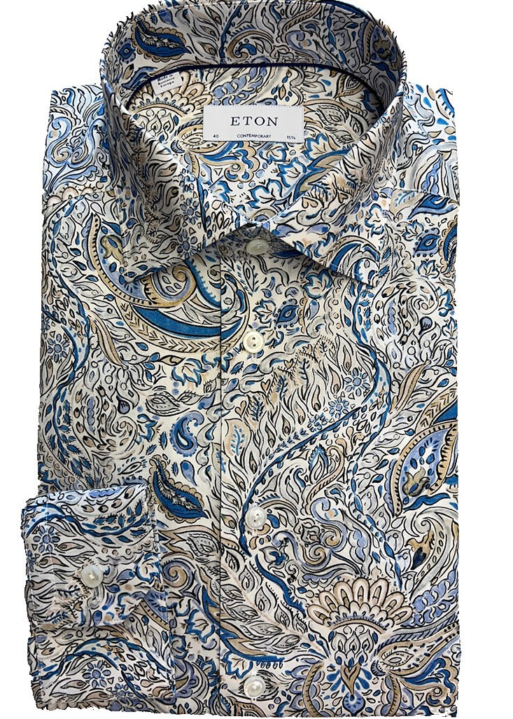 Eton Watercolour Print Contemorary Fit Shirt