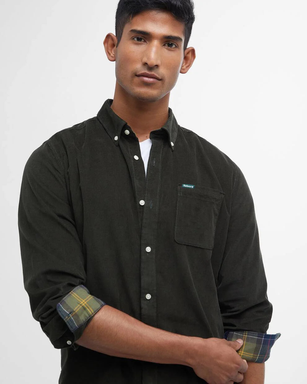 Barbour Forest Green Ramsey Cord Shirt