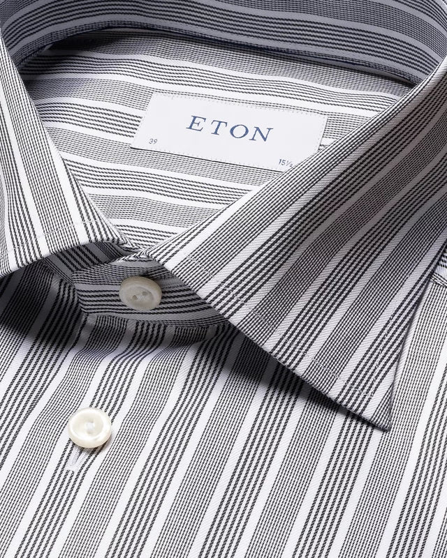 Eton Black Bold Stripe Contemporary Fit Shirt