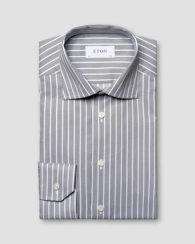 Eton Black Bold Stripe Contemporary Fit Shirt