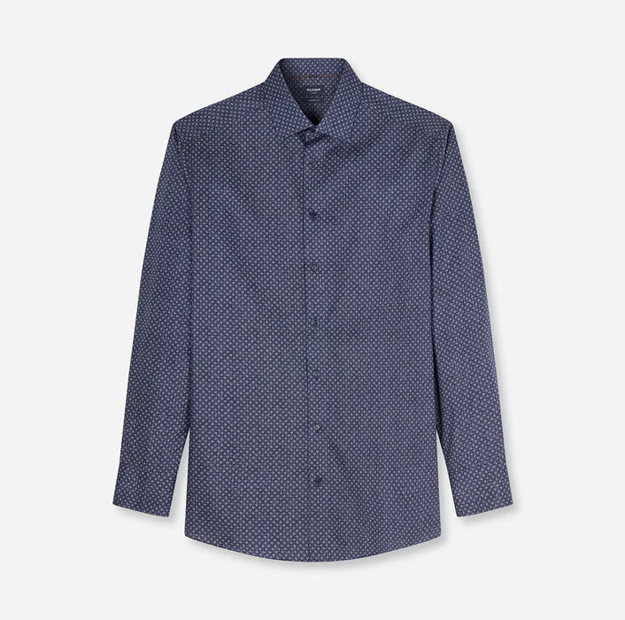 Olymp Denim Dot Pattern Modern Fit Shirt