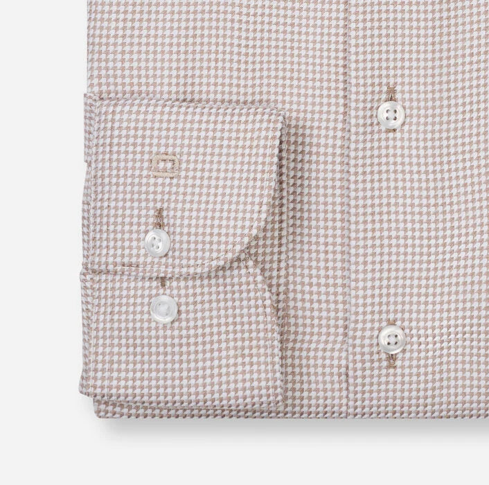 Olymp Beige Diagonal Herringbone Modern Fit Shirt