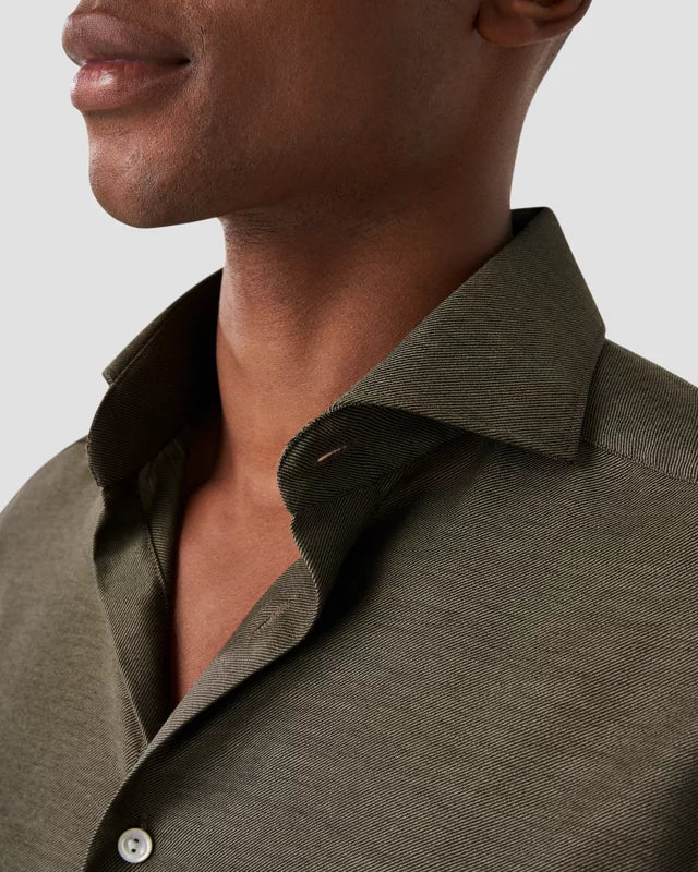 Eton Dark Brown Merino Wool Contemporary Fit Shirt