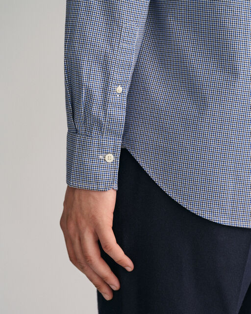 Gant Blue Micro Check Poplin Regular Fit