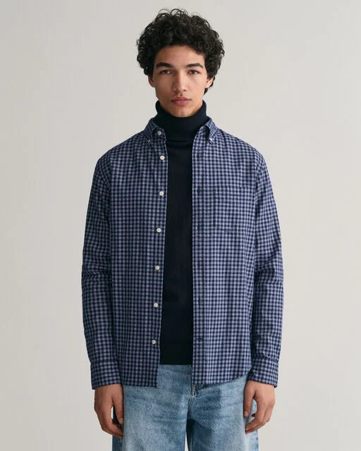 Gant Jaspe Navy Gingham Regular Fit