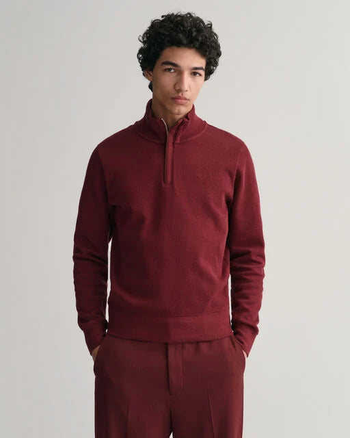 Gant Cherry Sacker Rib Cotton Half Zip Jumper