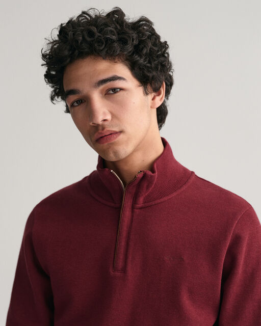 Gant Cherry Sacker Rib Cotton Half Zip Jumper