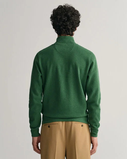 Gant Green Sacker Rib Cotton Half Zip Jumper