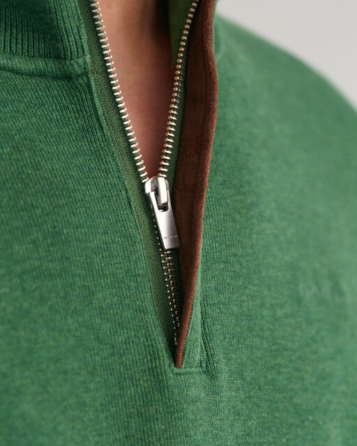 Gant Green Sacker Rib Cotton Half Zip Jumper