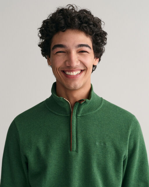 Gant Green Sacker Rib Cotton Half Zip Jumper