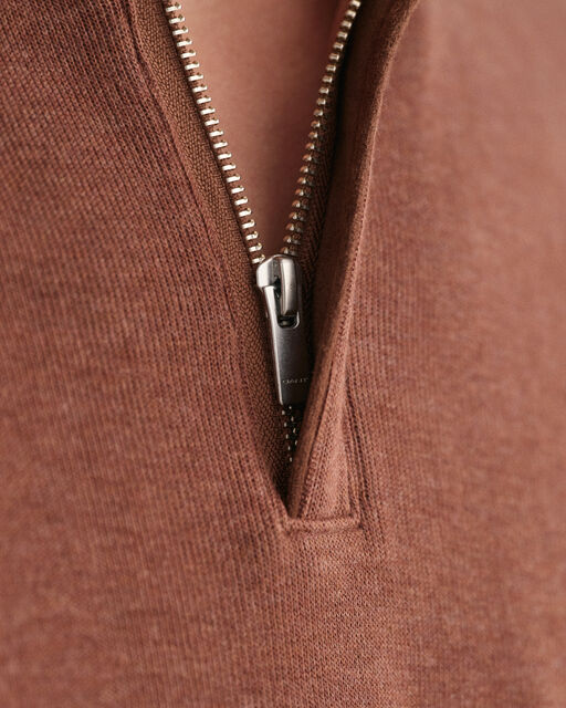 Gant Brown Sacker Rib Cotton Half Zip Jumper