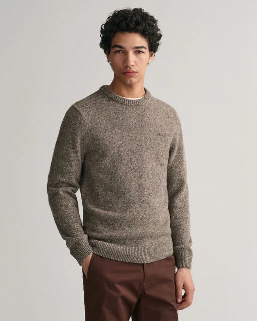 Gant Grey Salt & Pepper Wool Crew Neck