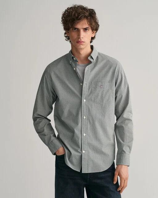 Gant Forest Green Micro Check Poplin Regular Fit