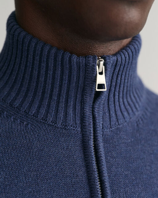 Gant Denim Cotton Half Zip Jumpers