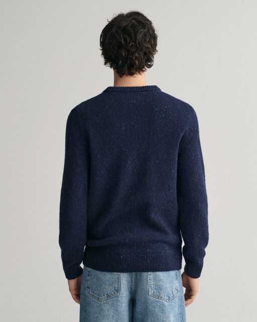 Gant Navy Salt & Pepper Wool Crew Neck