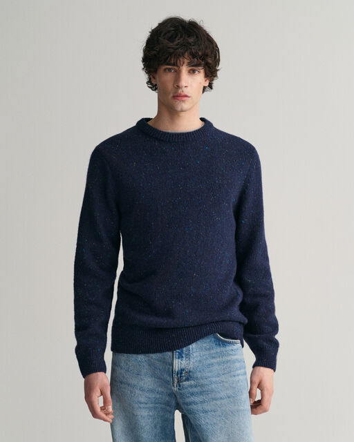 Gant Navy Salt & Pepper Wool Crew Neck