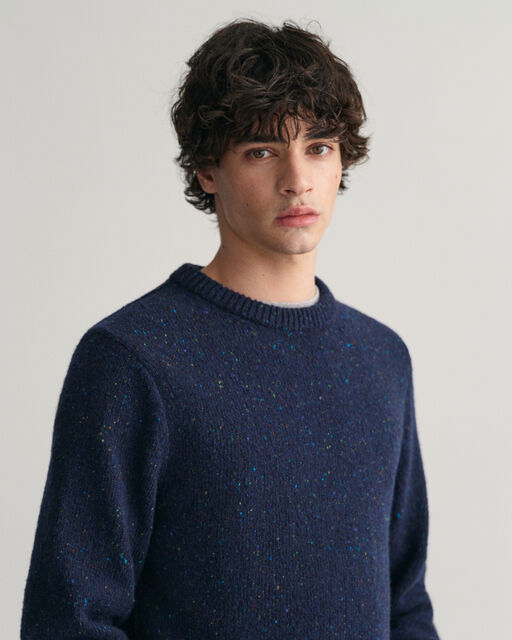 Gant Navy Salt & Pepper Wool Crew Neck