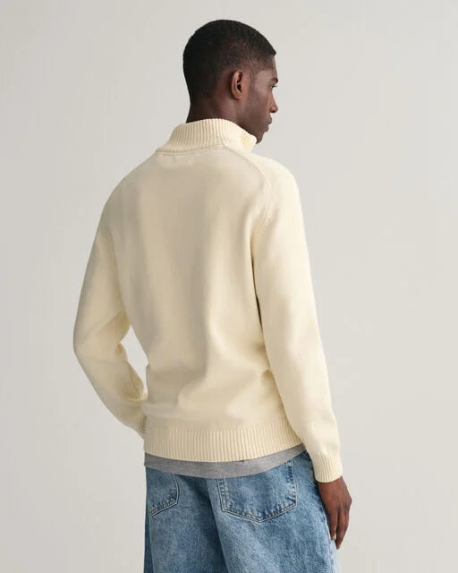 Gant Cream Cotton Half Zip Jumpers