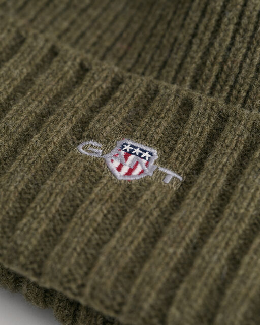 Gant Khaki Shield Wool Beanie