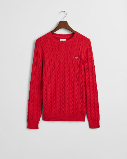 Gant Red Cable Knit Crew Neck