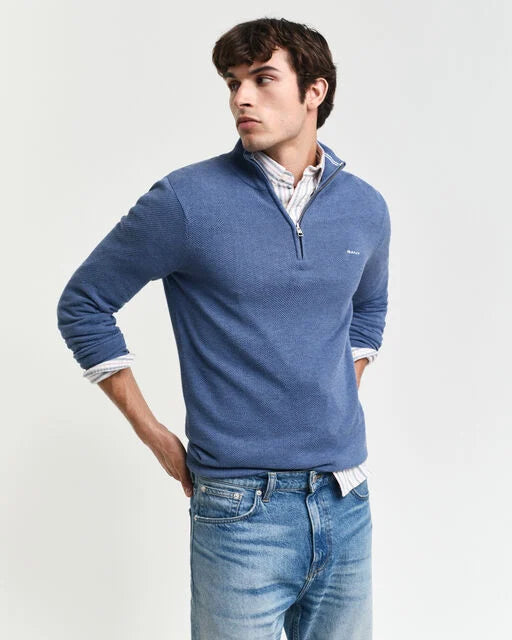 Gant Denim Cotton Pique Half Zip