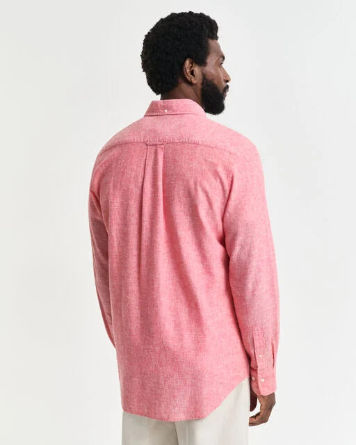 Gant Sunset Pink Cotton Linen Long Sleeve Shirt