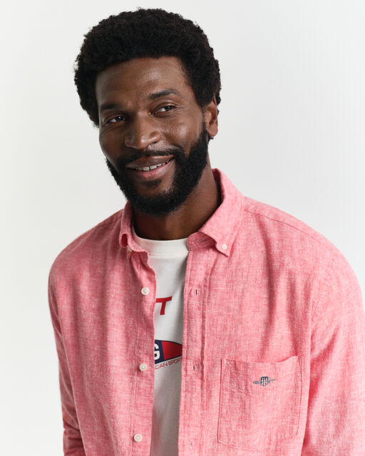 Gant Sunset Pink Cotton Linen Long Sleeve Shirt