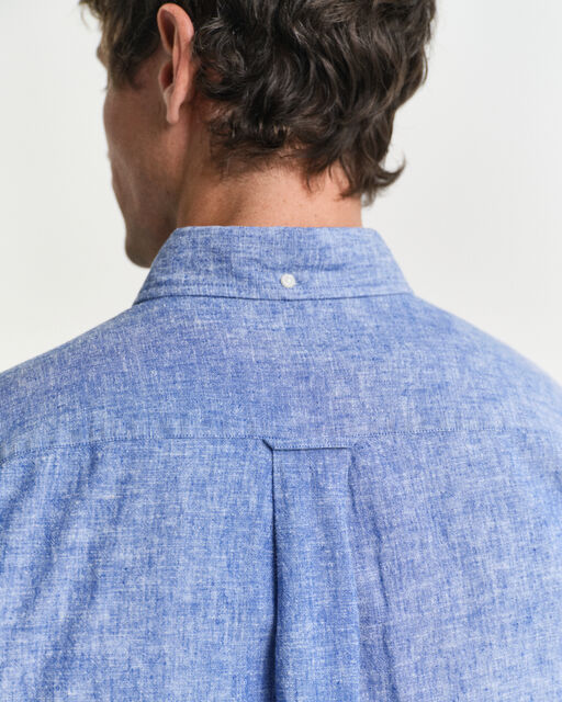 Gant Rich Blue Cotton Linen Short Sleeve Shirt