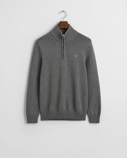 Gant Grey Cotton Pique Half Zip