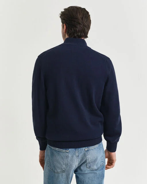 Gant Navy Cotton Half Zip Jumpers