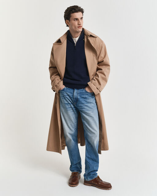 Gant Navy Cotton Half Zip Jumpers