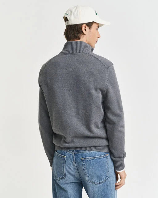 Gant Grey Cotton Pique Half Zip