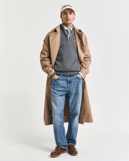 Gant Grey Cotton Pique Half Zip