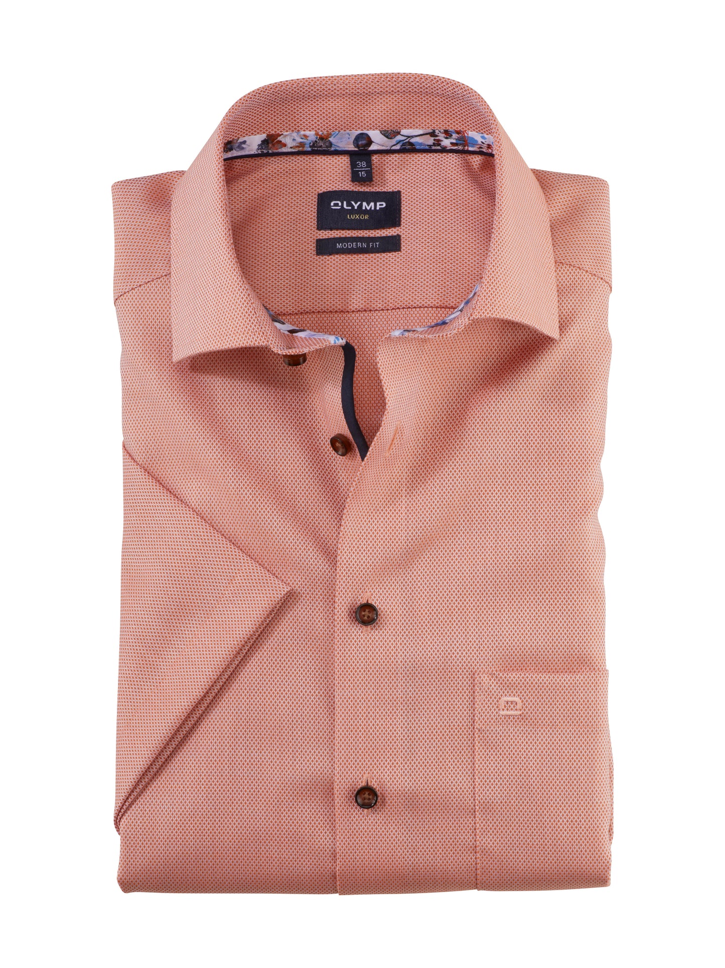 Olymp Orange Half Sleeve Modern Fit Shirt
