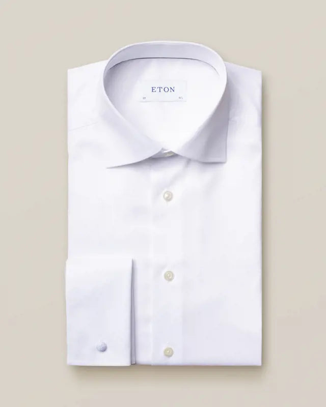 Eton White CONTEMPORARY Signature Twill Shirt- Double Cuff