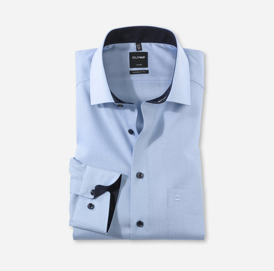 Olymp Light Blue Texture+Detail Modern Fit Shirt