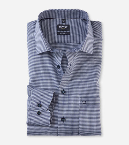 Olymp Navy Houndstooth Modern Fit Shirt