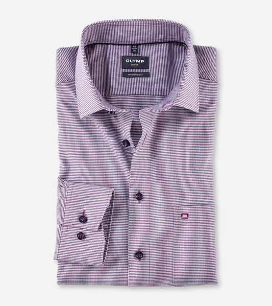 Olymp Purple Houndstooth Modern Fit Shirt