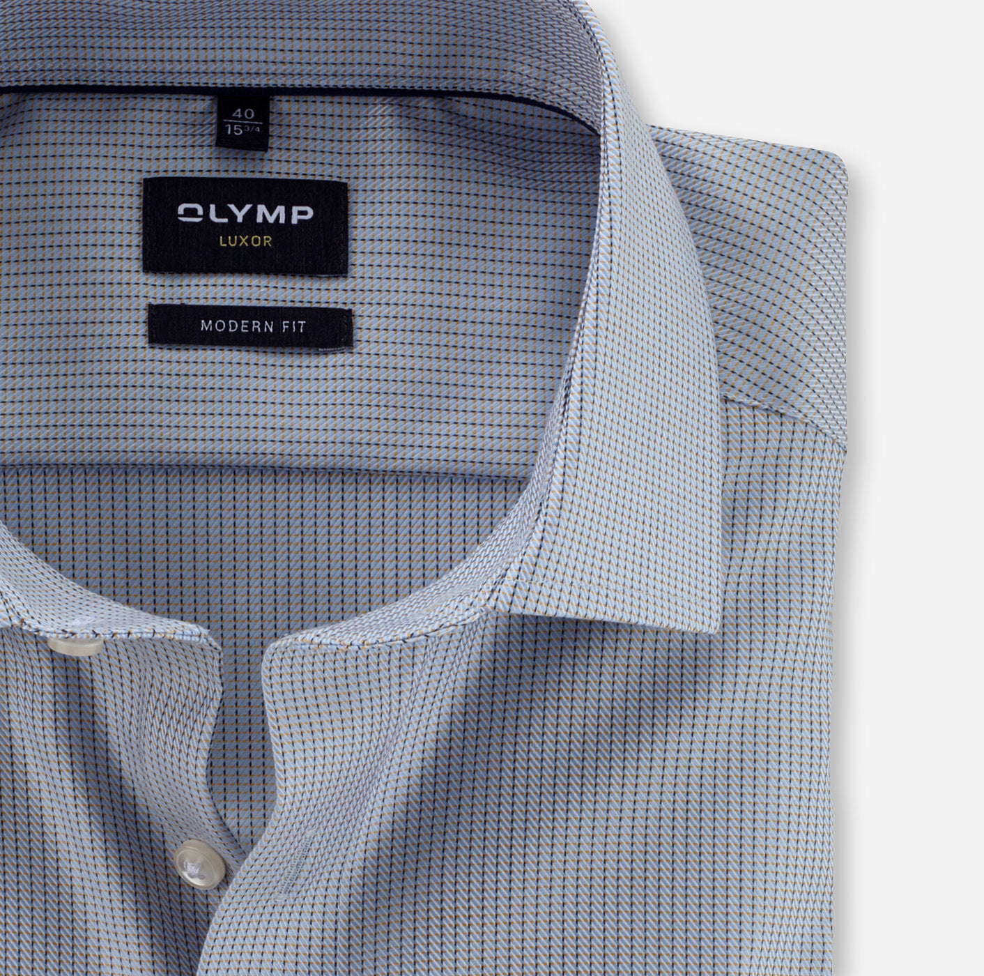 Olymp Blue+Gold Unique Weave Modern Fit Shirt