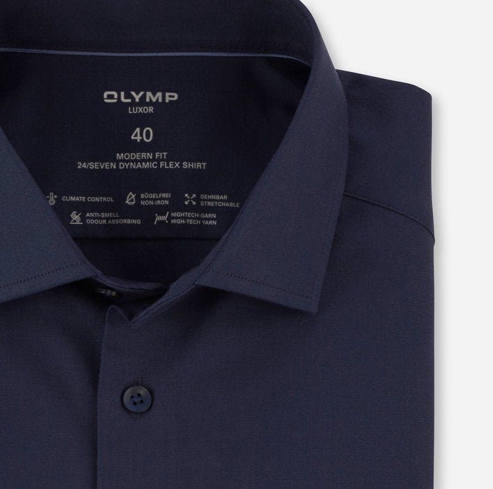 Olymp Navy Twill Climate Control 24/7 Stretch Modern Fit Shirt