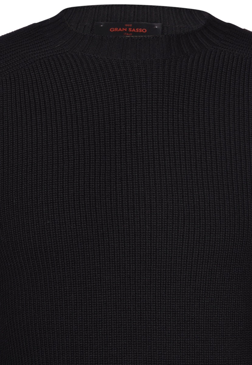 Gran Sasso Black Rain Wool Crew Neck